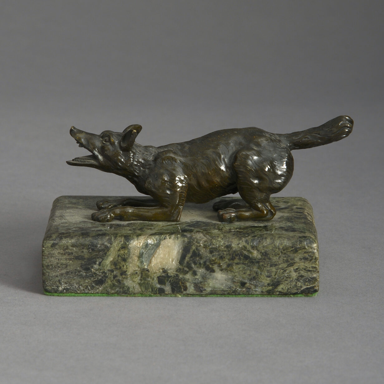 Bronze wolf sculpture