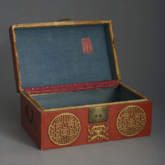 19th century red lacquer casket