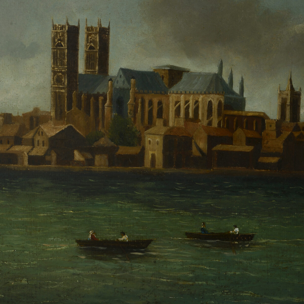 18th century view of westminster, london, from the thames - oil on canvas