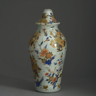 Mid-19th century lidded decalcomania vase