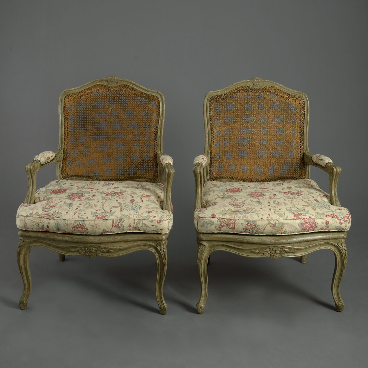 Pair of louis xv painted armchairs