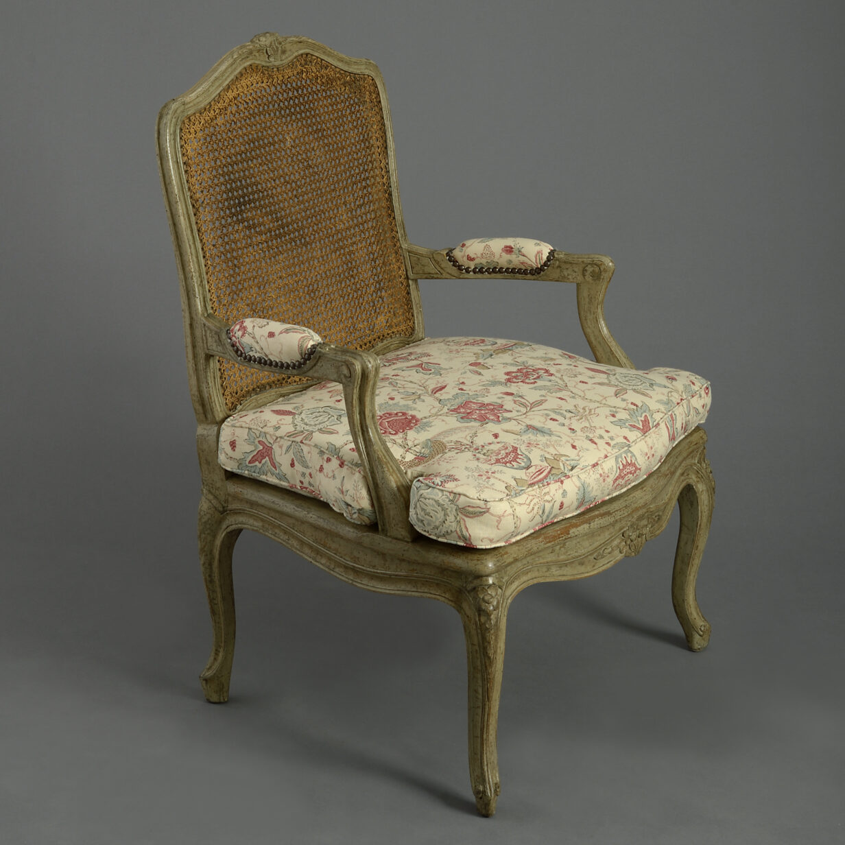 Pair of 18th century louis xv period painted rococo armchairs