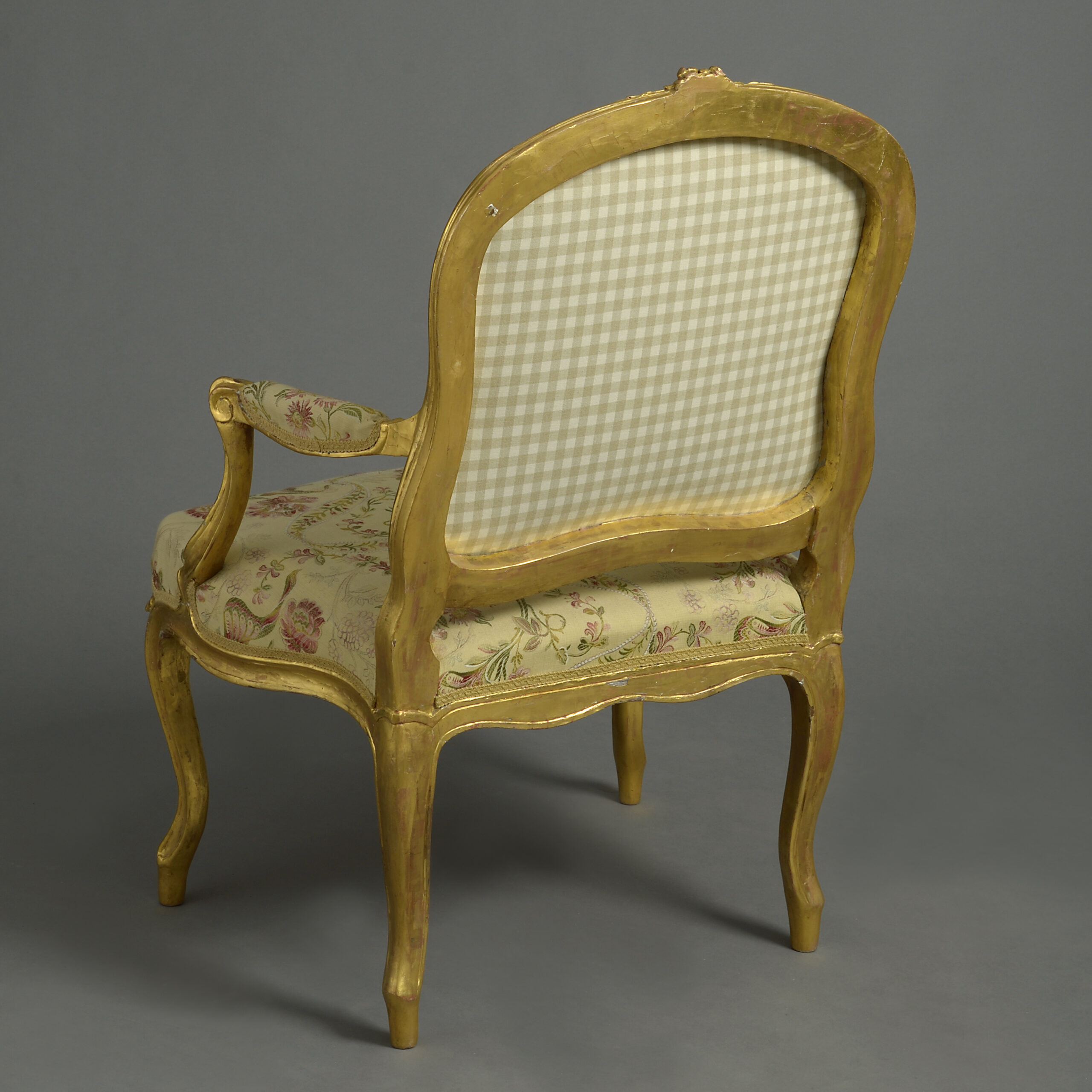 Antique Louis XV Rococo Italianate Asymmetrical Gilt Chair Neo