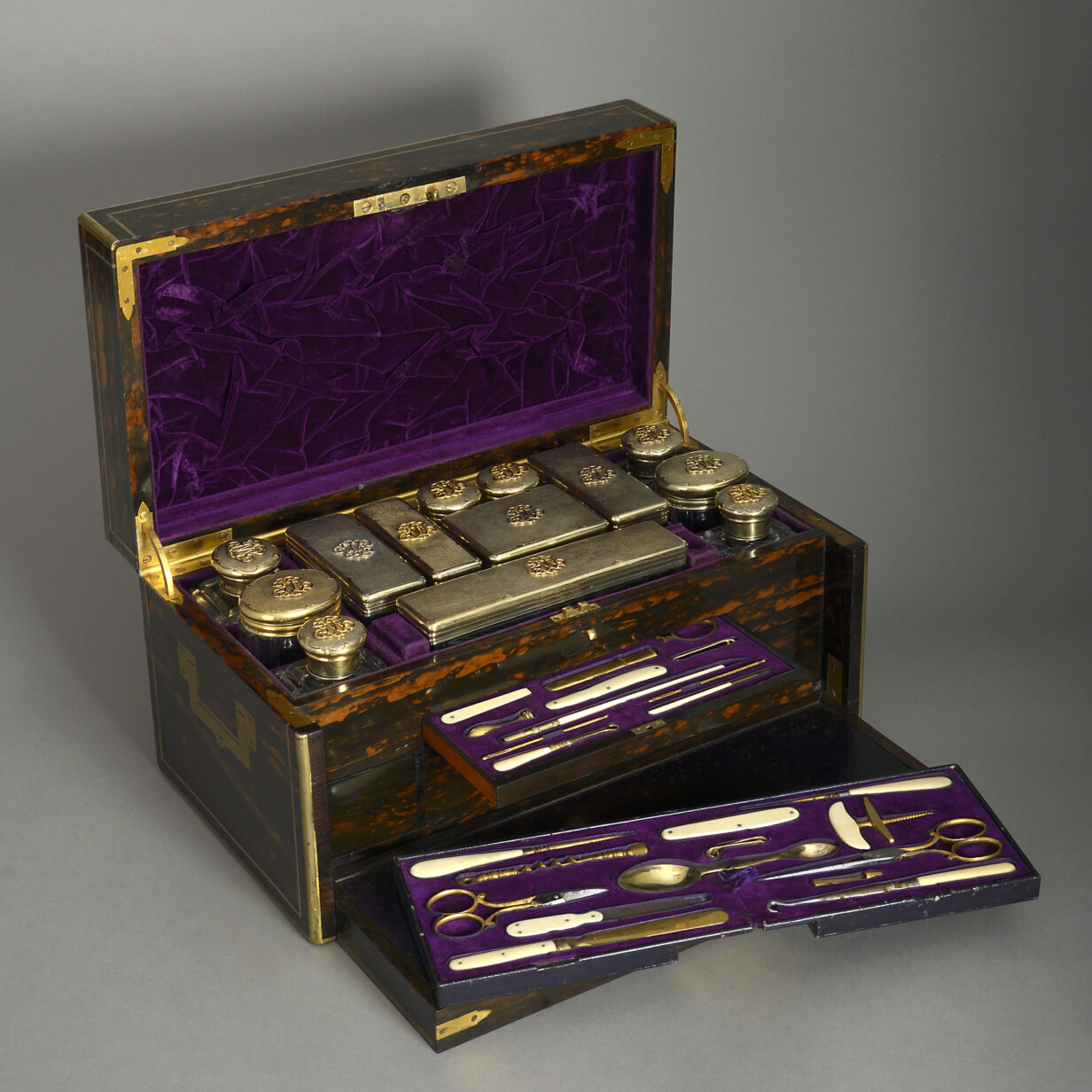 Exceptional 19th century lady's travelling dressing case by leuchars of london