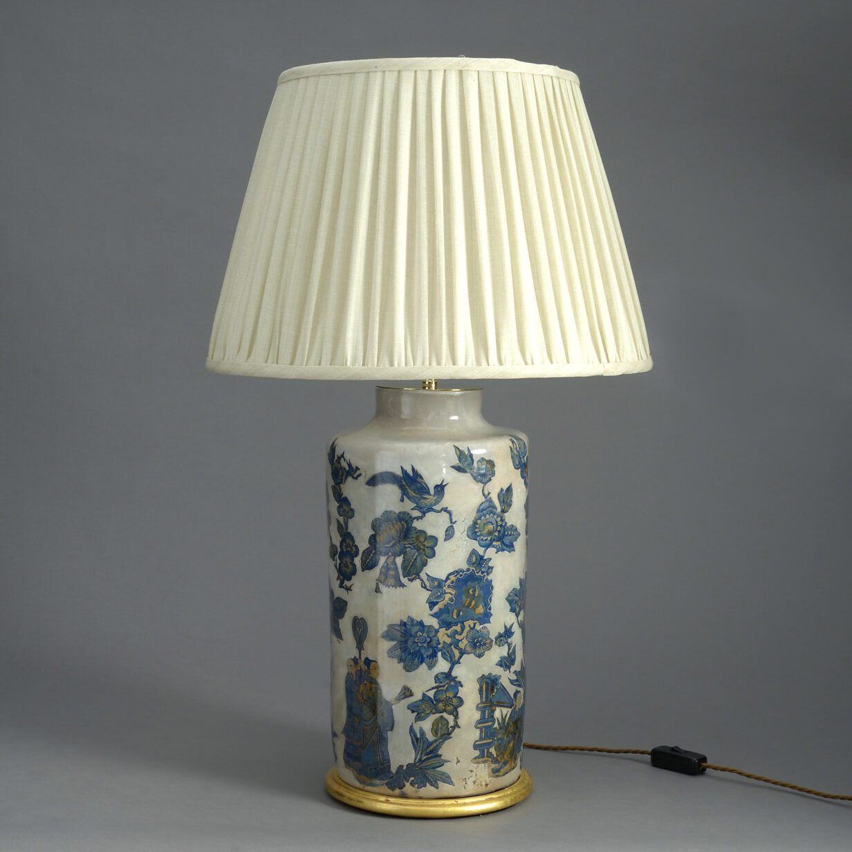 19th century decalcomania vase lamp