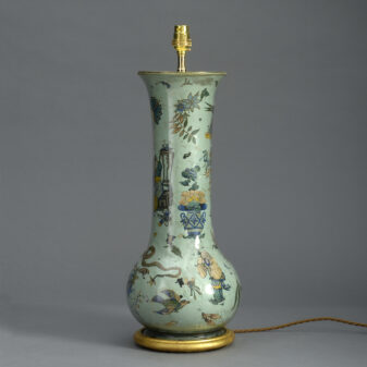 Green decalcomania vase lamp