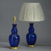Pair of bristol blue glass vase lamps