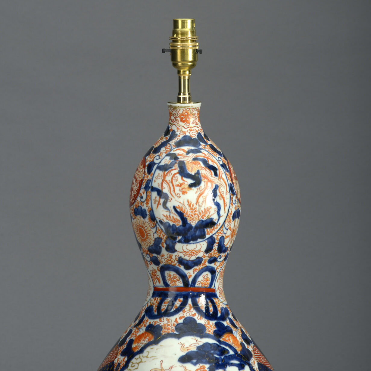 19th century imari porcelain gourd vase lamp