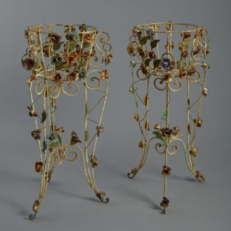 Pair of tole jardiniere stands