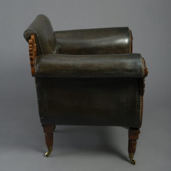 Rare early 19th century regency burr yew bergere armchair
