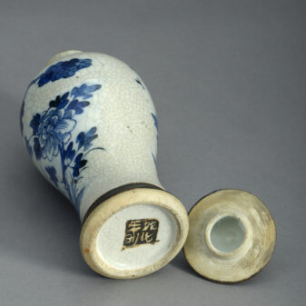 19th century garniture of five crackle glazed vase