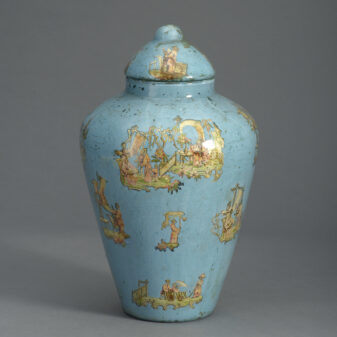 Blue Decalcomania Vase and Cover