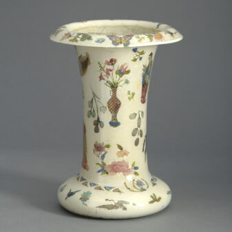 19th century decalcomania trumpet vase