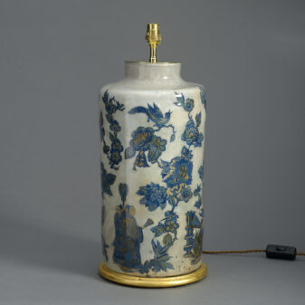 19th century decalcomania vase lamp