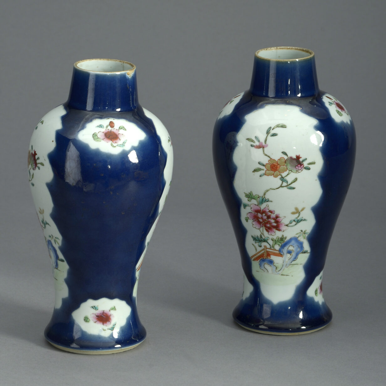 Pair of 18th century famille rose porcelain vases