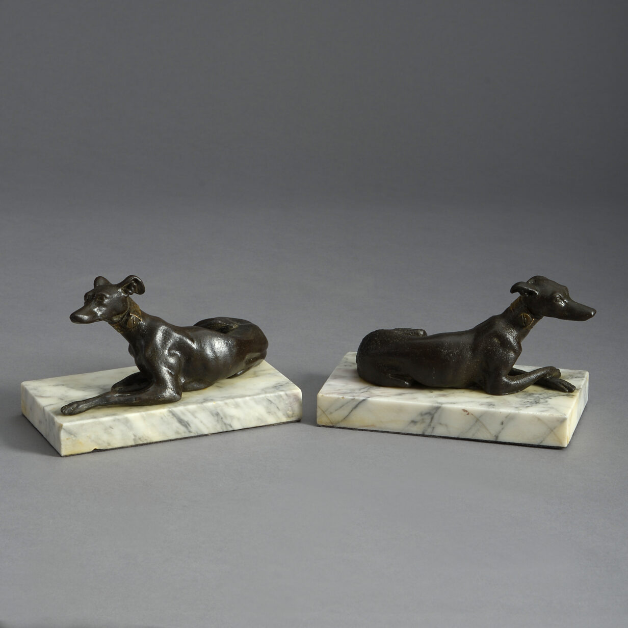 Pair of bronze greyhounds