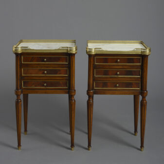 Pair of louis xvi style mahogany bedside tables