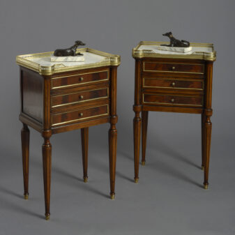 Pair of louis xvi style mahogany bedside tables