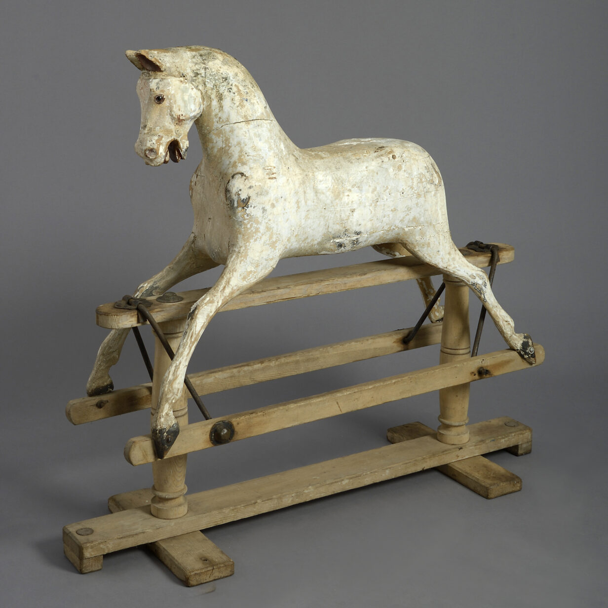 19th century carved painted rocking horse