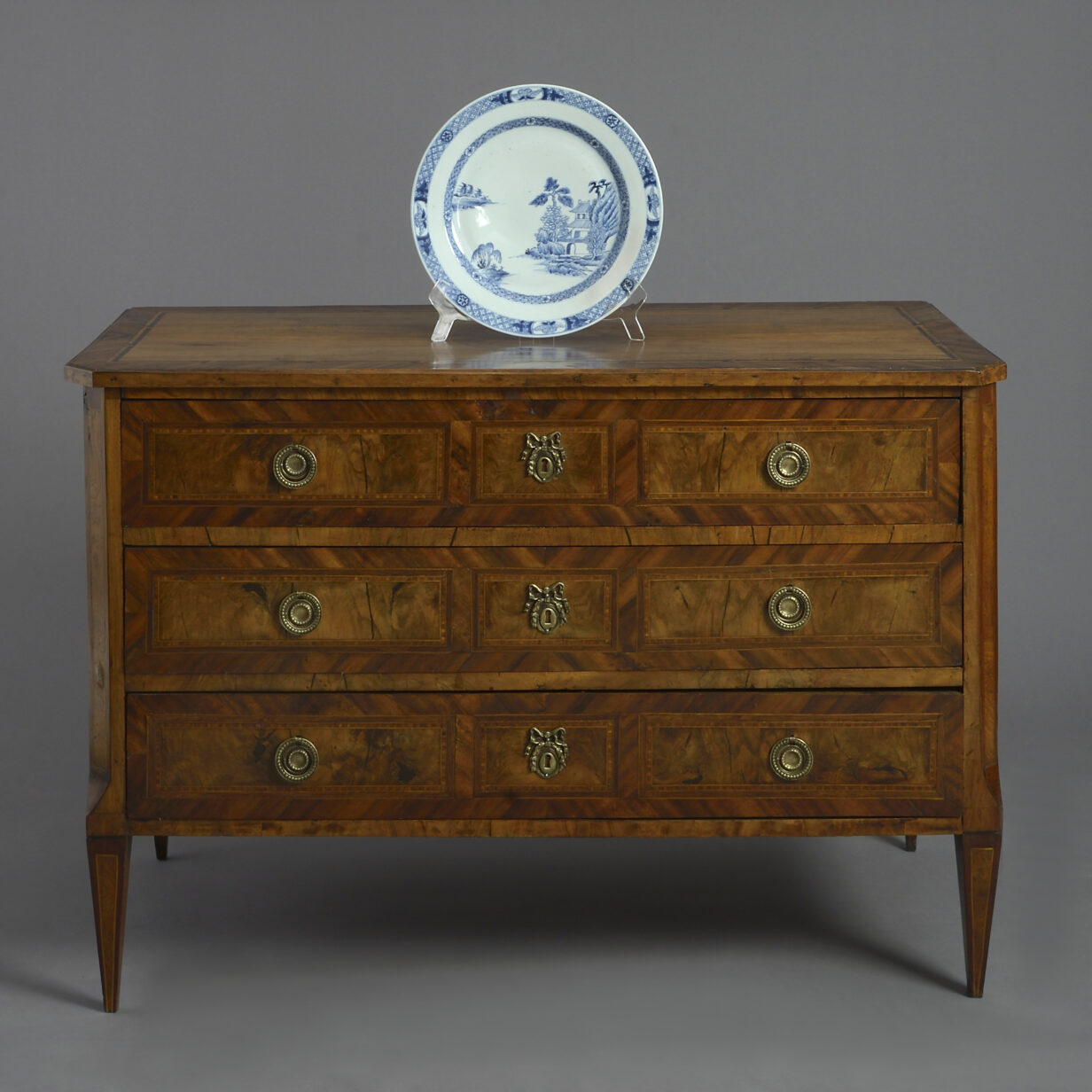 Late 18th century neoclassical inlaid walnut commode