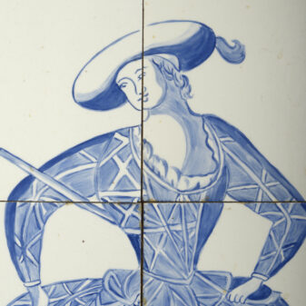 Pair of blue and white tile pictures