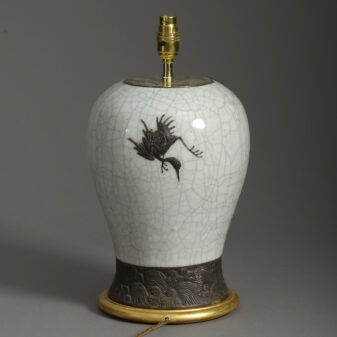19th century crackle glazed dragon vase lamp