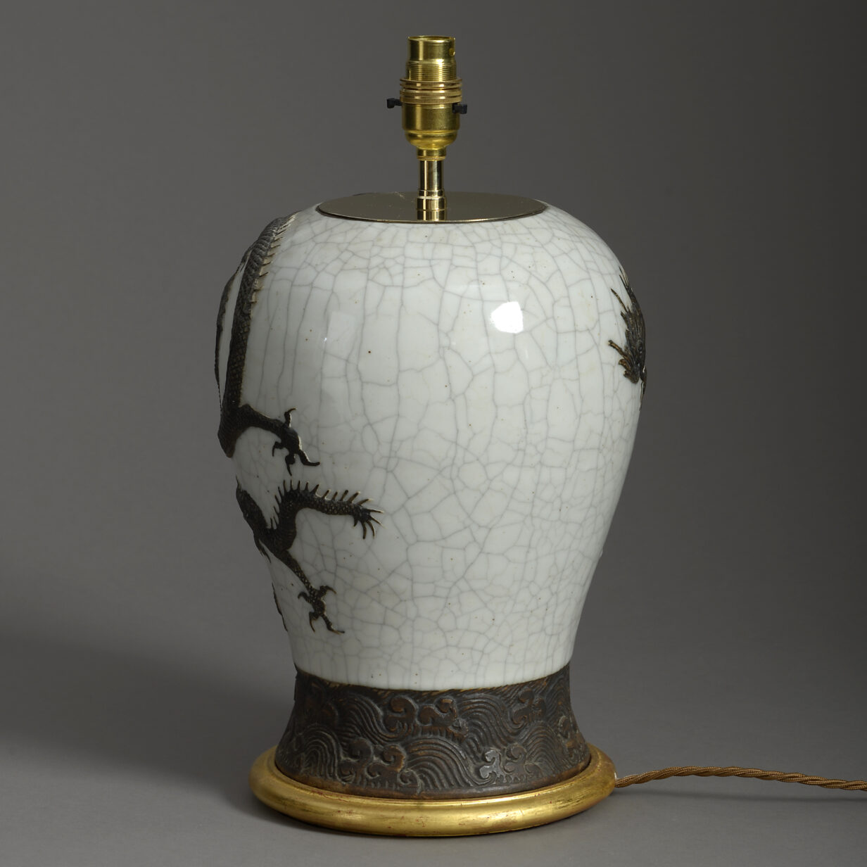 Dragon crackle glazed vase lamp