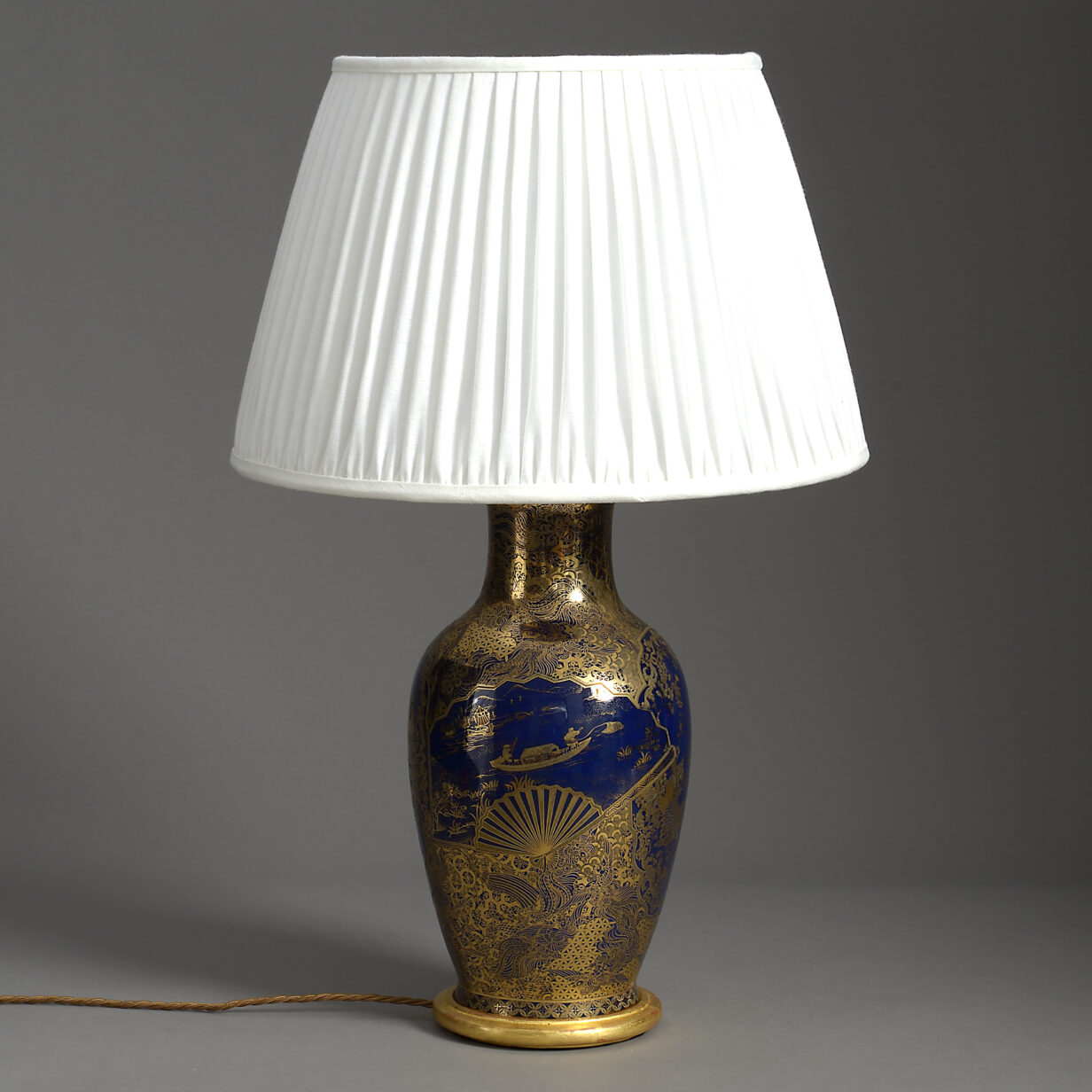 Meiji blue and gold vase lamp