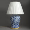 Large blue and white vase lamp