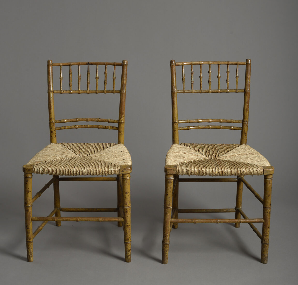 Pair of early 19th century faux bamboo bedroom chairs
