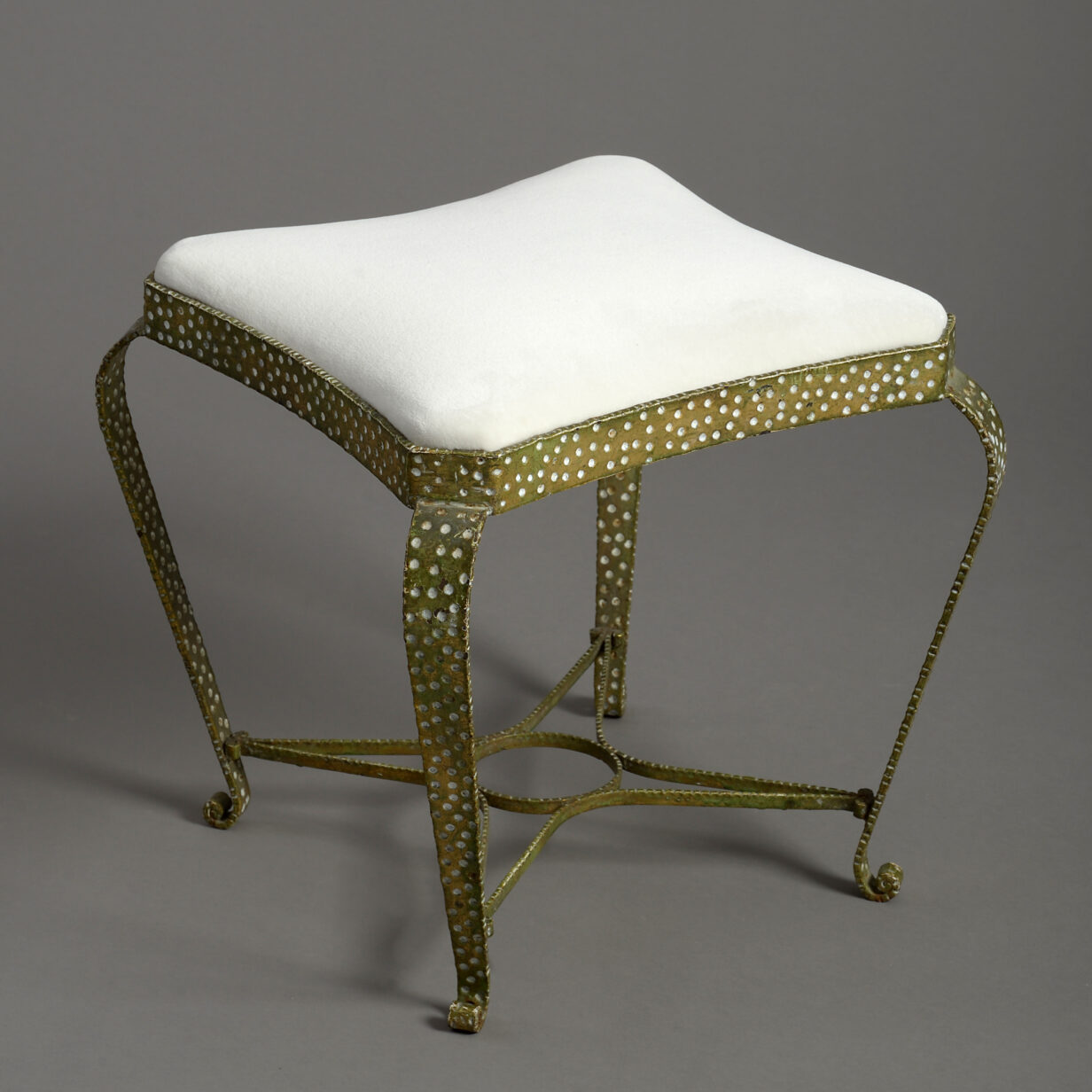 Mid-century gilt metal stool by luigi colli
