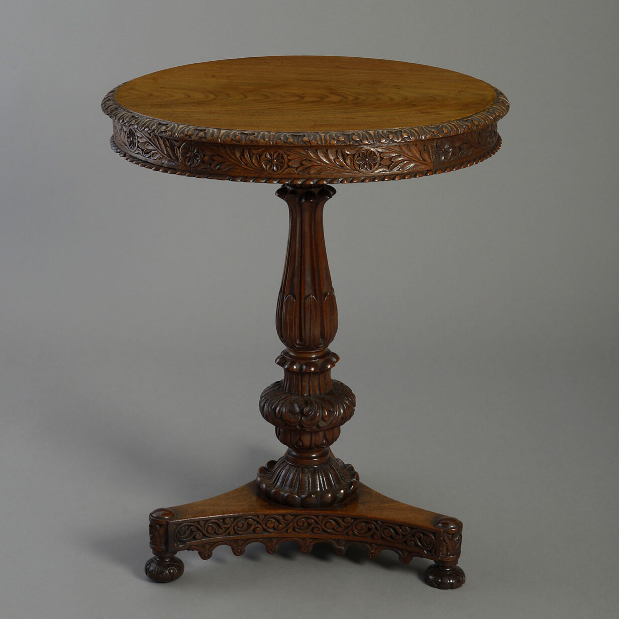 19th century carved padouk anglo-indian occasional table