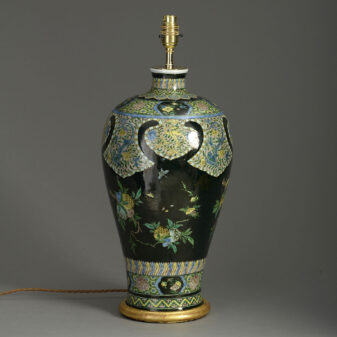 19th century famille noire porcelain vase lamp