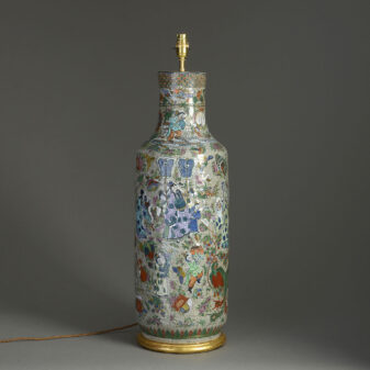 Tall 19th Century Crackle Glazed Chinese Export Vase Lamp