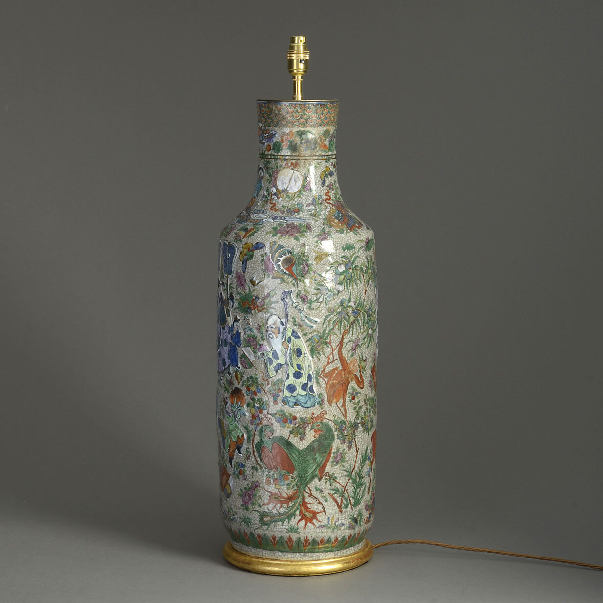 Crackle glazed vase lamp