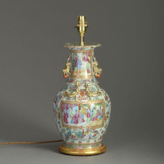 Mid-19th century canton porcelain vase lamp