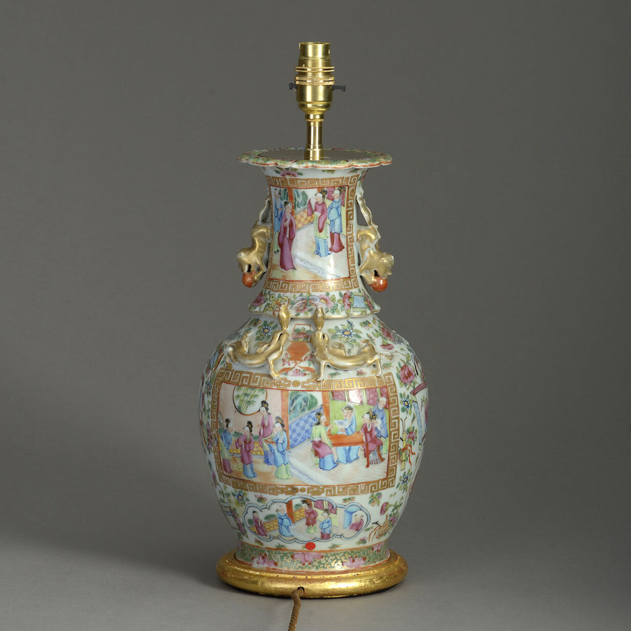 Canton porcelain vase lamp