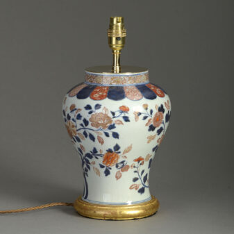 Early 18th century imari porcelain vase lamp