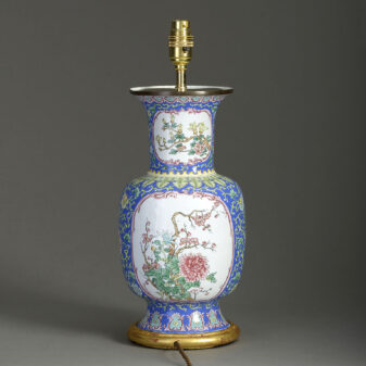 Blue canton enamel vase lamp