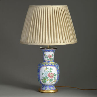 Blue Canton Enamel Vase Lamp