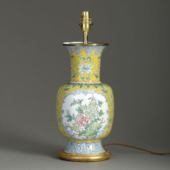 Canton enamel vase lamp