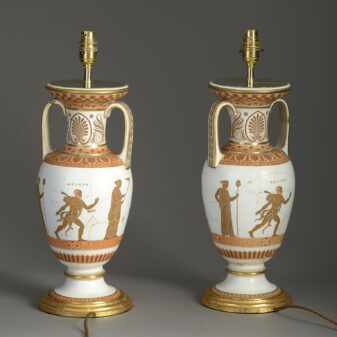Pair of early 19th century paris porcelain vase lamps
