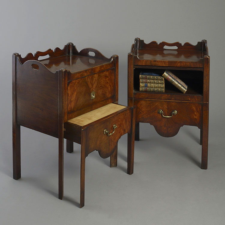 Pair of 18th Century George III Mahogany Bedside Cabinets
