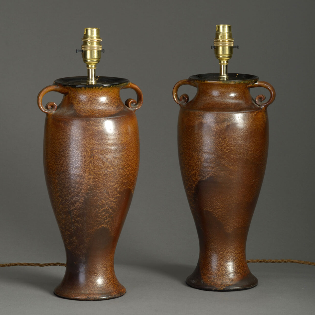 Pair of early 20th century art deco period vase lamps