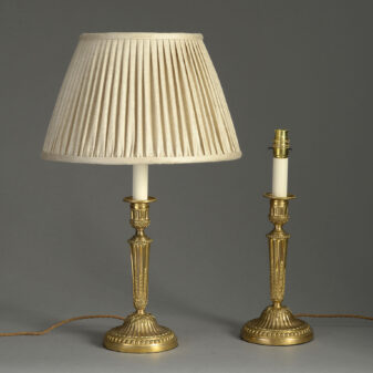 Pair of Louis XVI Ormolu Candlestick Lamps