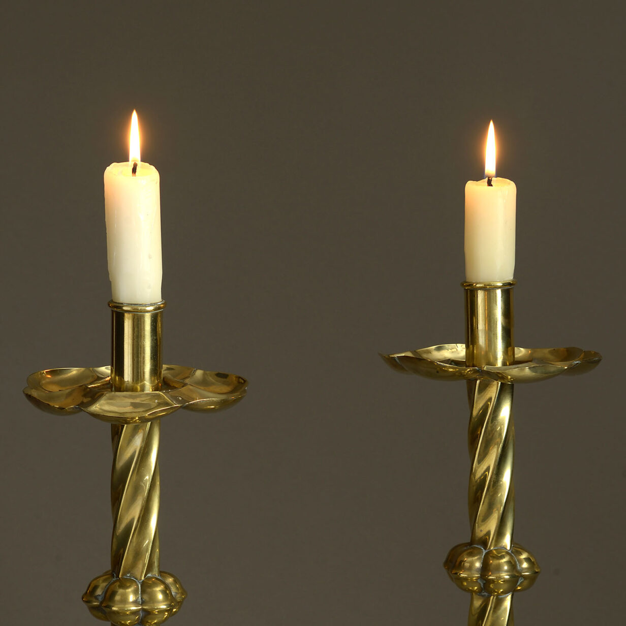 Pair of victorian brass candlesticks