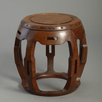 Early 20th century hardwood barrel stool or low table