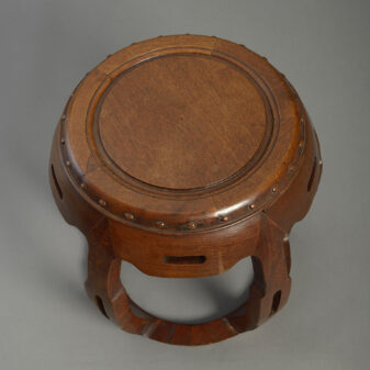 Early 20th century hardwood barrel stool or low table