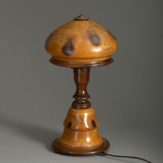 Rare early 20th century laburnum wood table lamp