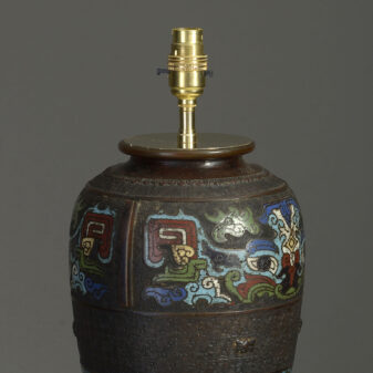 Enamelled bronze vase lamp